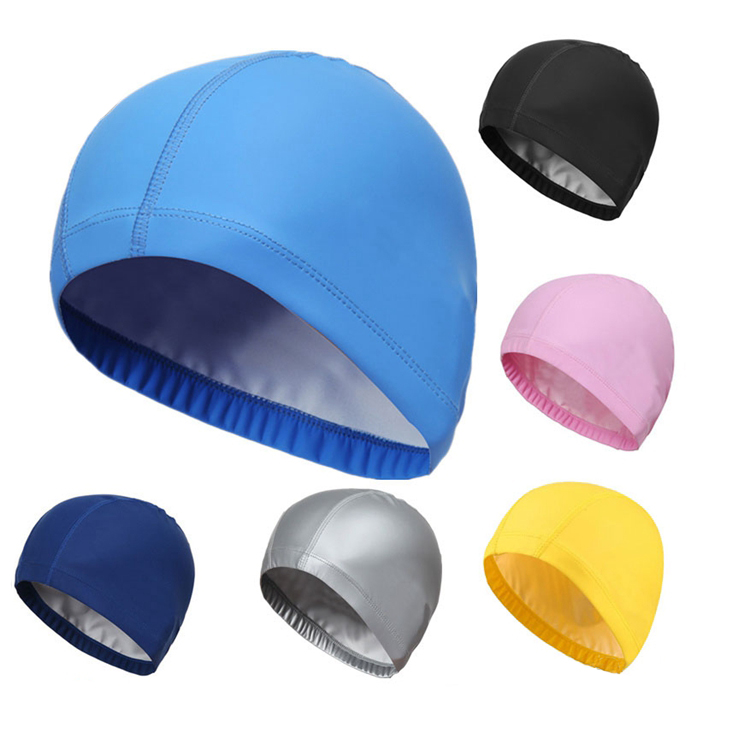 New Elastic Waterproof PU Fabric Sports Swim Cap